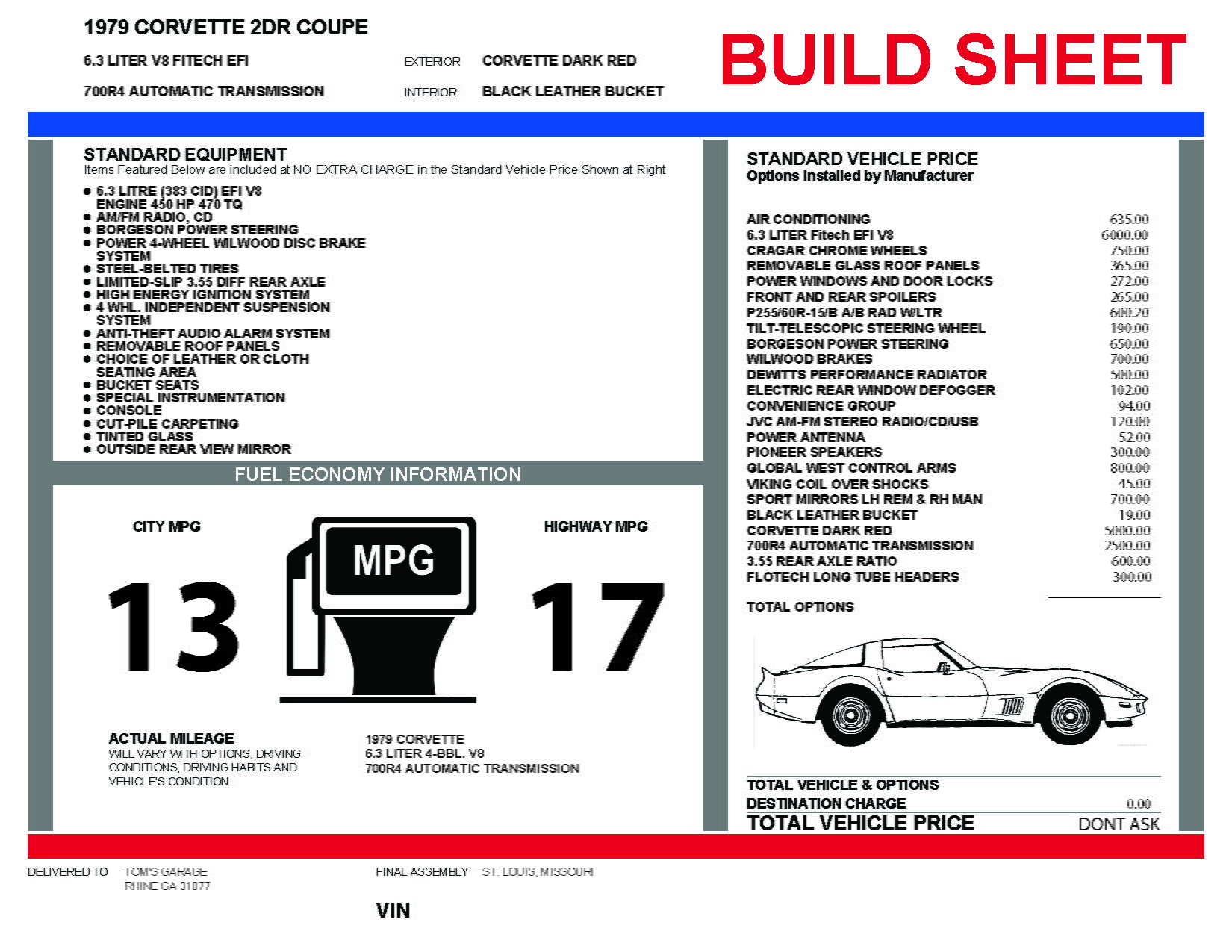 build sheets free? CorvetteForum Chevrolet Corvette Forum Discussion