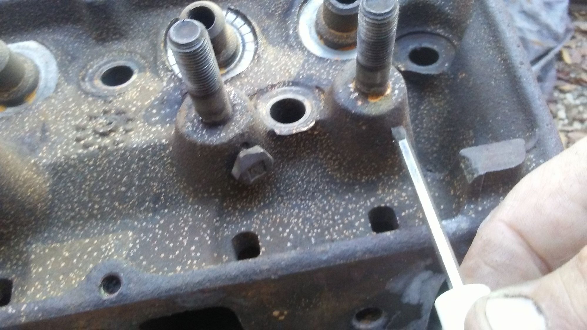 C1 Antifreeze coming from broken rocker arm stud hole on 1960 SBC 283