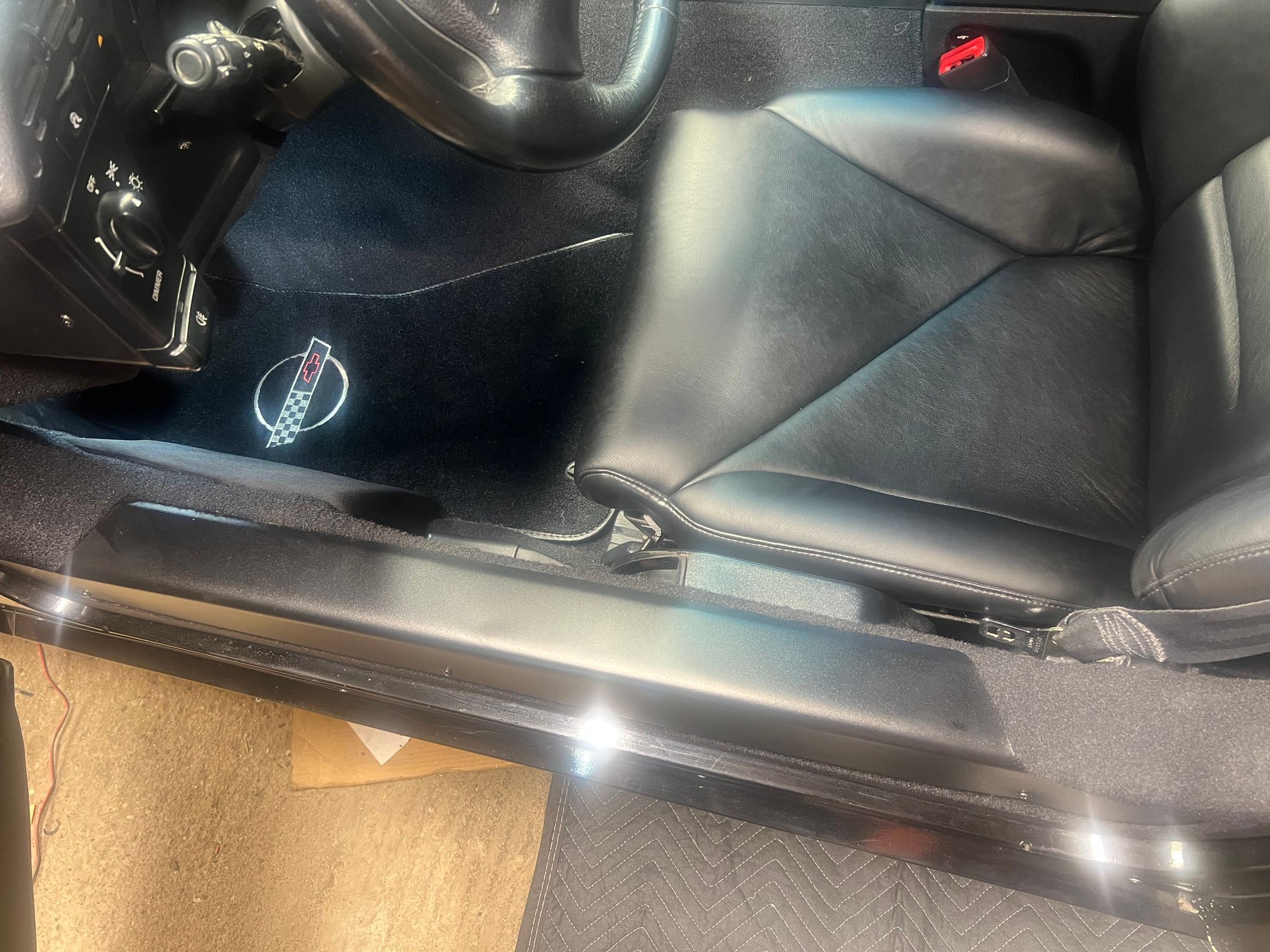 GM Licensed Black Door Sill Protectors For 1988-1989 C4 Corvette – Embossed Logo, 22" Length