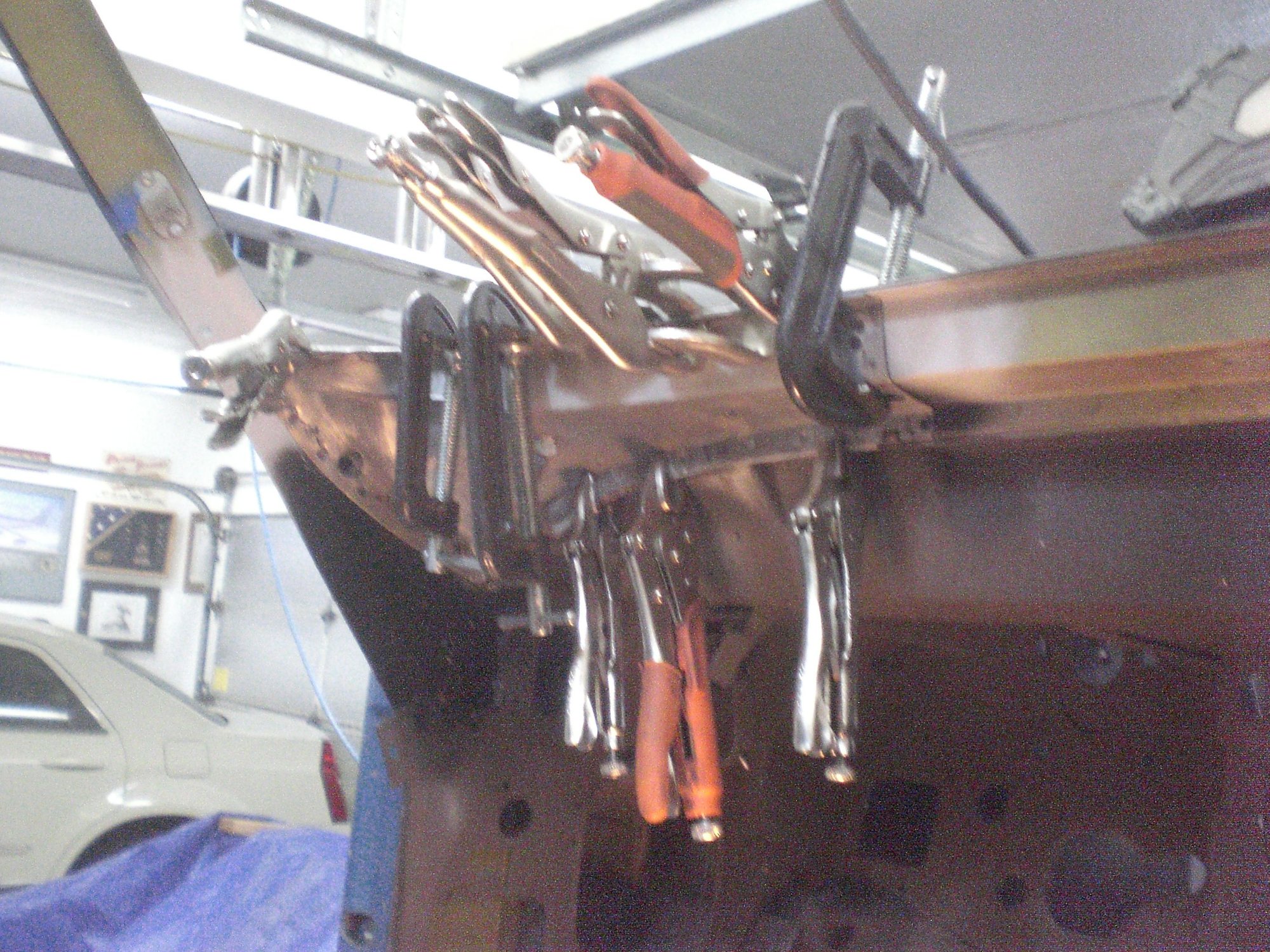 Inner corner clamped into place