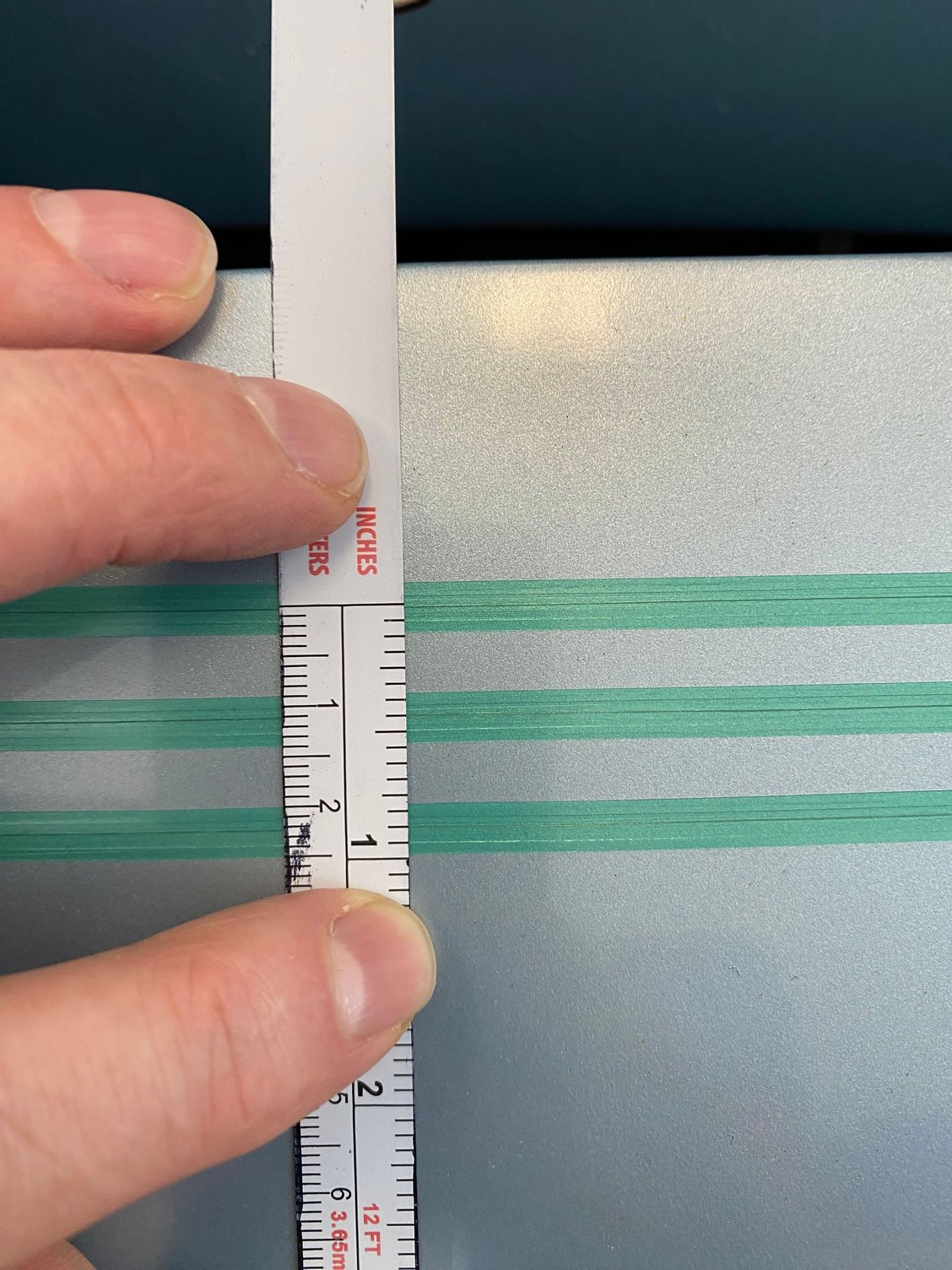 My stripe will be 7/16” with a 7/16” gap from the main stripe which is 11” wide.