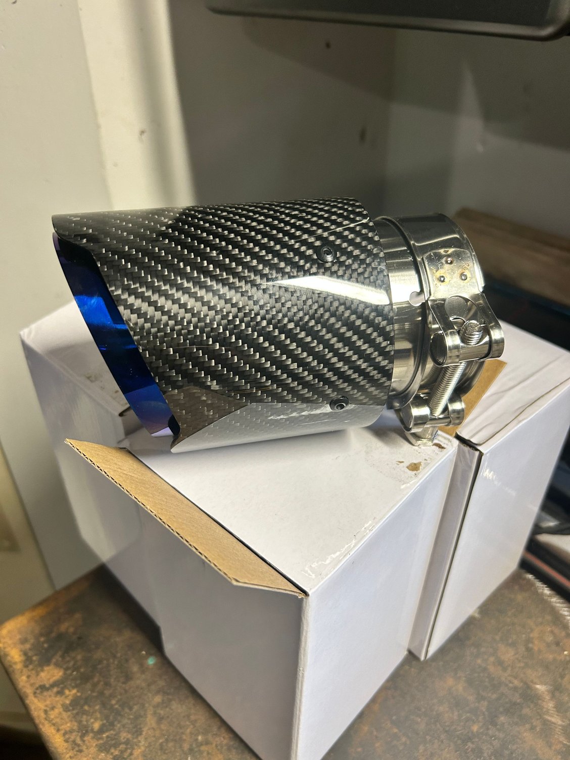 FS (For Sale) Carbon fiber, stainless steel blue tip exhaust tips