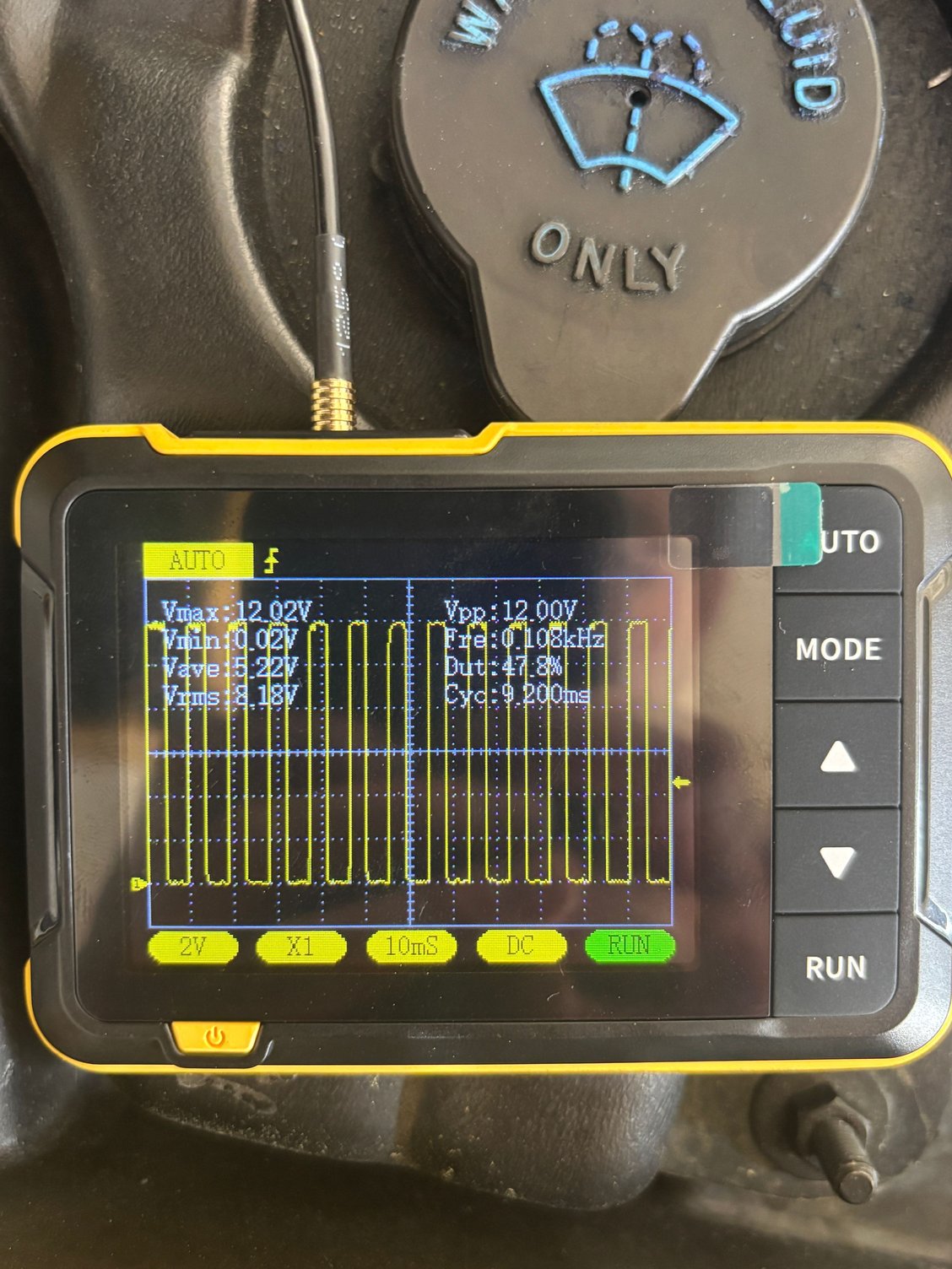 AC on, radio blasting, 50% duty cycle