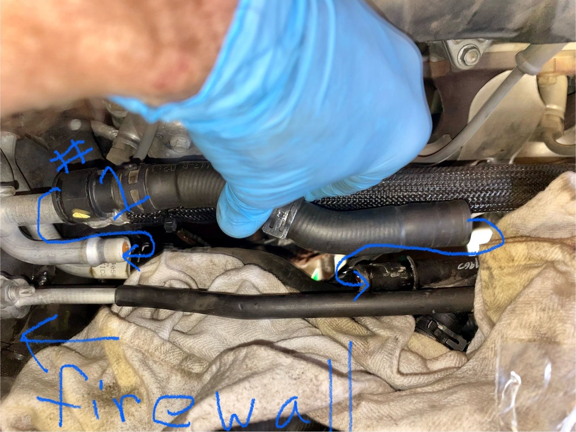 Goes to same y-connector as coolant tank hose