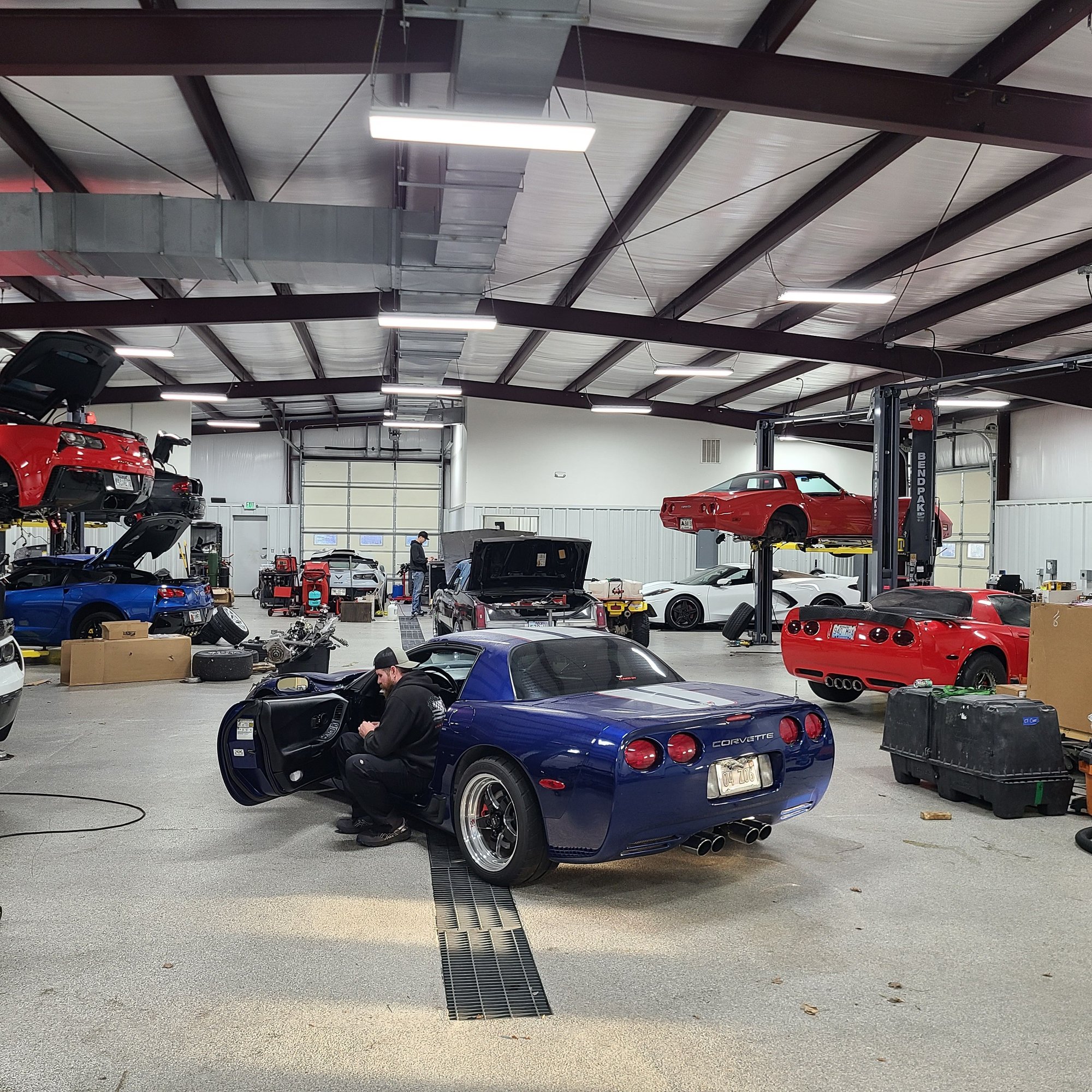 My red C3 is up on the lift getting a rear suspension overhaul.