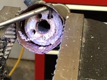 And a little hammer on the tore up metal prying out