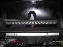 Intercooler and air intake, as seen from underneath the car