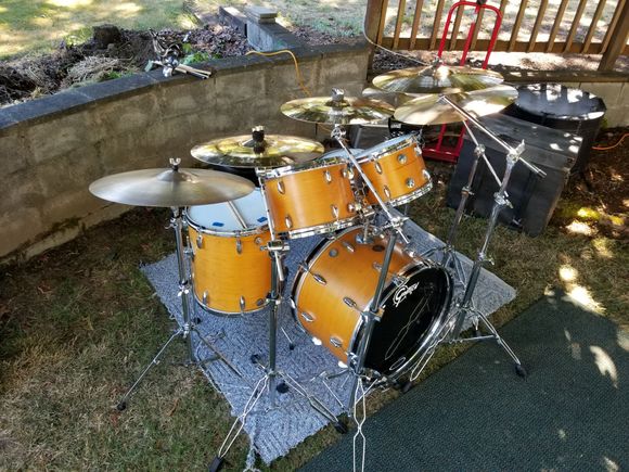 My early 70's Gretsch maples. All Zildjians.
