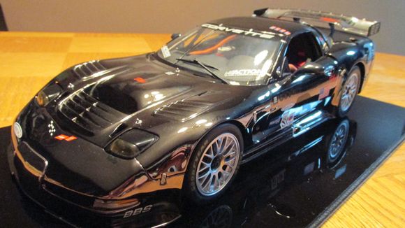 GMP 1/12 scale C5-R in black chrome. Made specially for the Corvette Racing team members only 36 of these were made. This one is serial #0009.