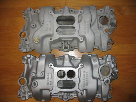 67 Z28 intake (top), 67 L79 intake (bottom)