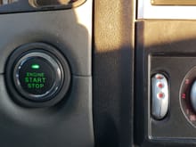 Push start button installed and functioning. Green means the car is running. Blue means the car is ready to start