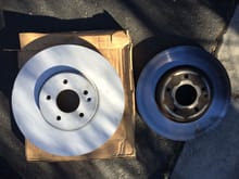 Front Zimmerman SRT-6 rotors compared to stock rotors.