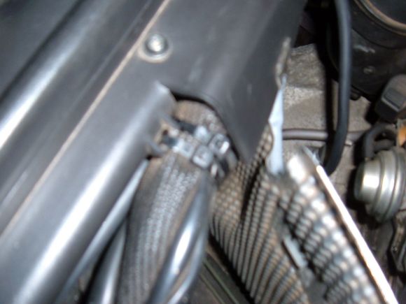Another wire tye where cable slid along channel, holding it up inside channel.