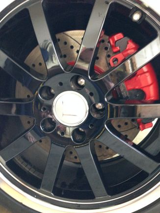 Front brake set up - Painted calipers, Chromebrake drilled/slotted, Hawk Performance Pads.