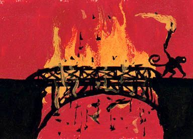 burning bridge