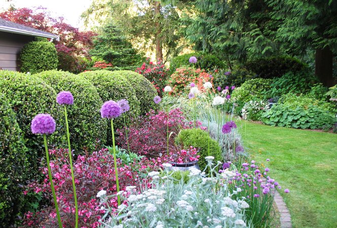 Herb, perennial bed in late sp... photo by leafpeeper on Garden Showcase