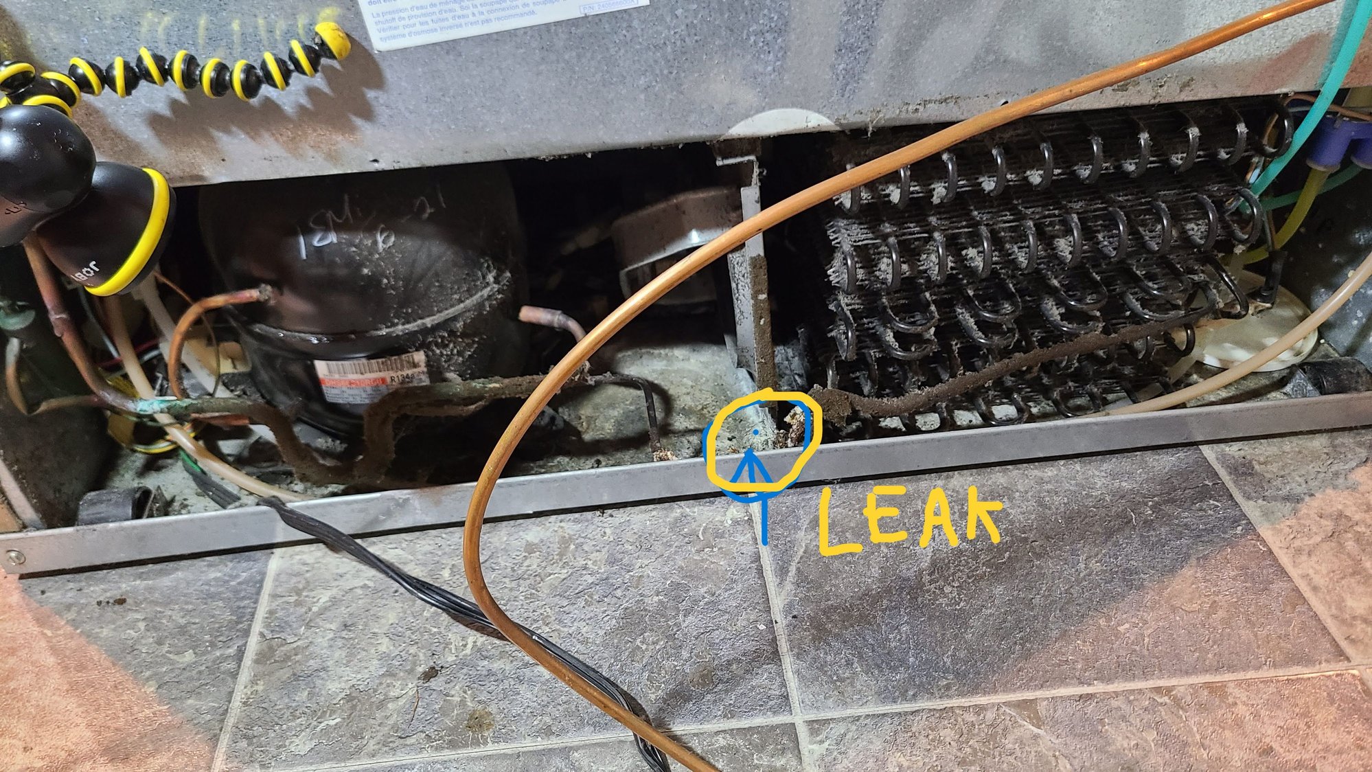 Frigidaire refrigerator water line kinked