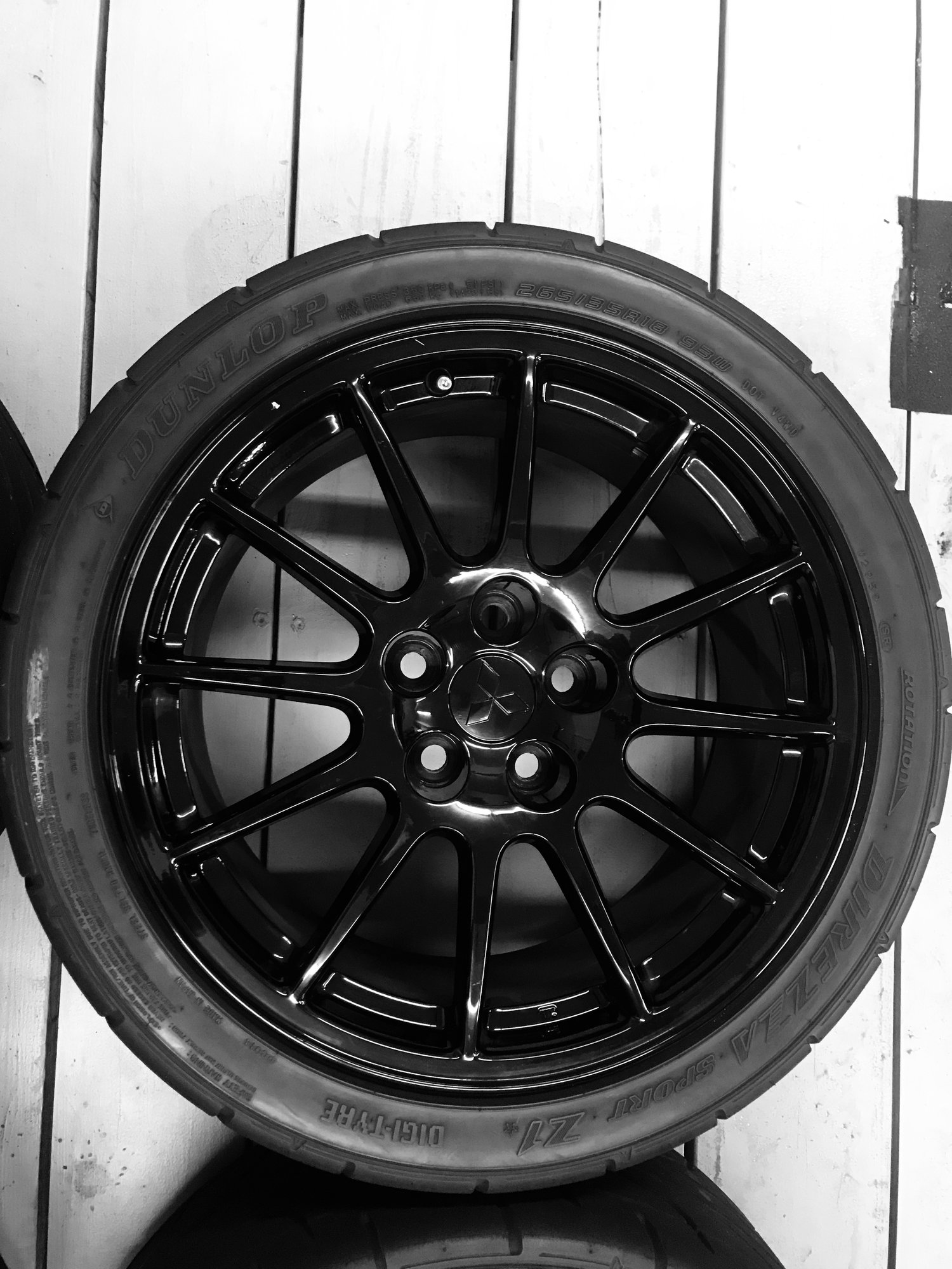 Wheels and Tires/Axles - EVO 10 GSR Wheels powder coated gloss black. With Dunlop 265/35-18 - Used - Omaha, NE 68117, United States