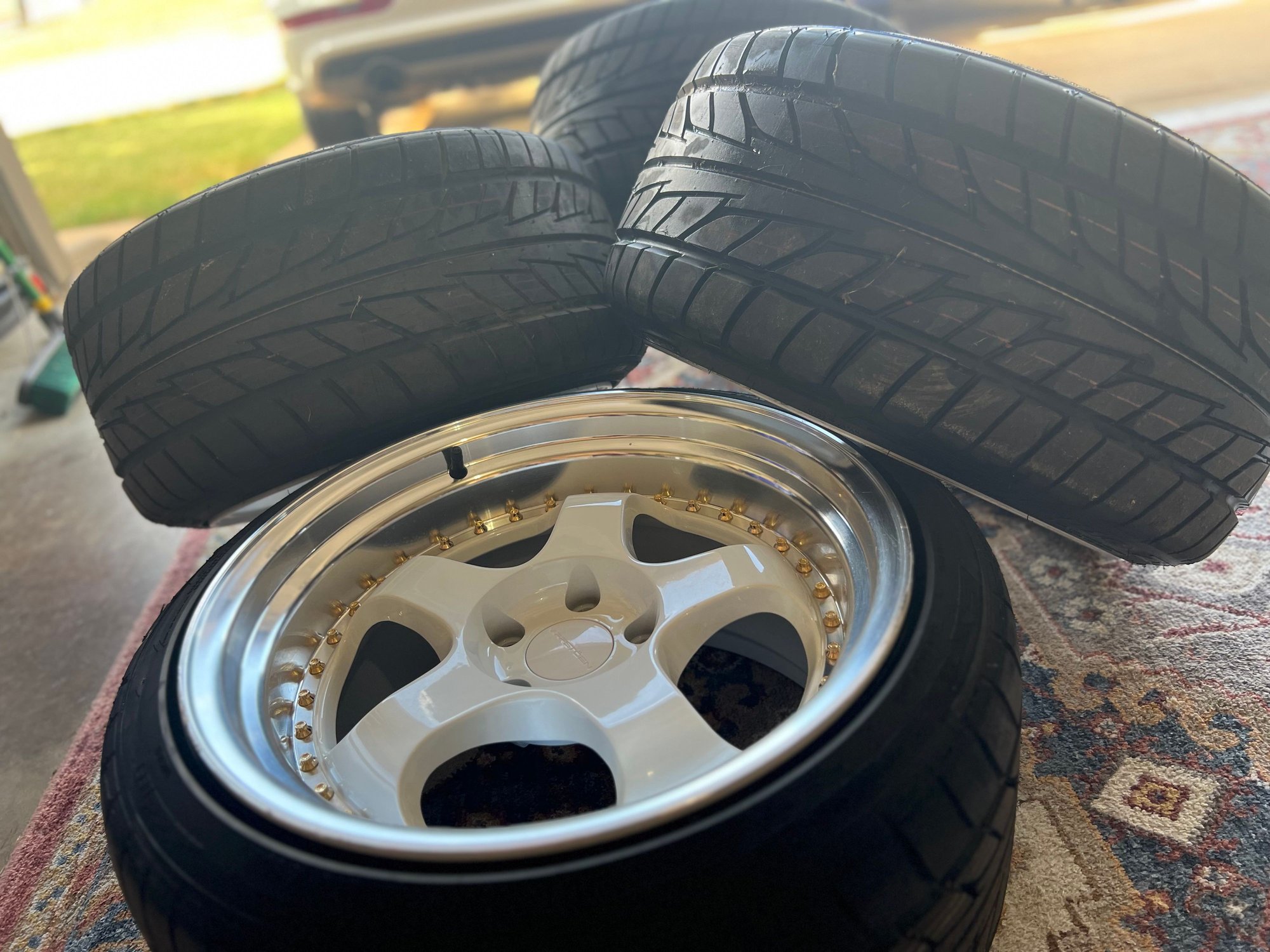 Wheels and Tires/Axles - Varrstoen ES6 (Work Meister Reps) White w/Machined Face Gold Rivets 18x10.5 +22 - Used - 0  All Models - Aubrey, TX 76227, United States