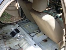 This is what's riding for now until the carpet project is complete. This gives me a chance to vacuum/clean dirt and grit from the bare metal...and learn a little more about what's going on under all that interior comfort lol