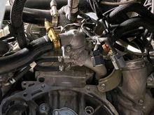 ^ Turbo and coolant hoses going into the engine.