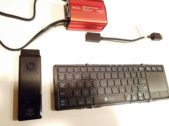 Intel Compute Stick, Unfolded keyboard, HDMI extension cable