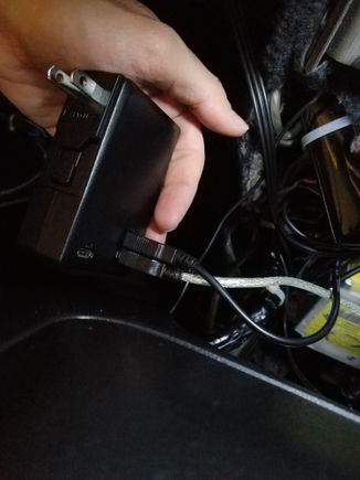 Plugging in Tactrix cable USB and UART USB to log wideband gauge.