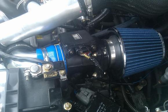 90 degree elbow, with Blue cone air filter
