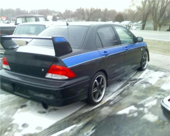 2002 Mitsubishi Lancer OZ Rally Edition.96K
17&quot; Black and Chrome Rims with Low pro Falken performance  Tires
Tinted Windows
Dual dvd/cd indash
Aftermarket Hood,Spoiler,Wing,Headlights
Tein S Lowering Springs
Viper Alarm
Full performance Exhaust
Cold Air Intake

Need ideas to Boost the HP big times in this 2.0L OZ! Send me ideas