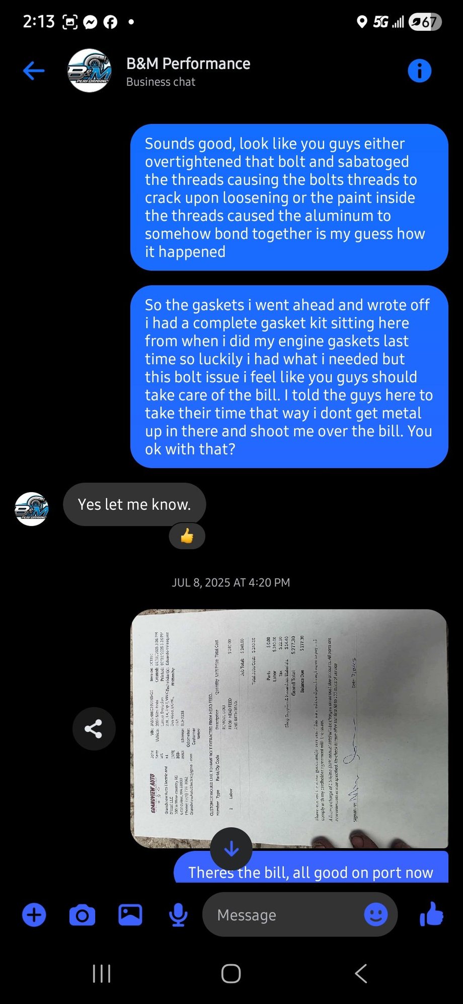 The stuck bolt in the cylinder head, they luckily honored to fox.