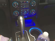 My white trash custom LED lighted cup holder and change tray