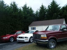 2004 (40th anniversary edition) and 2007 Mustang GTs, 1993 F150 XLT 4x4