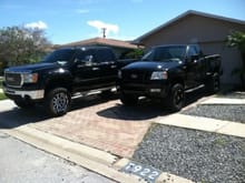 Dad's Duramax and my F150.