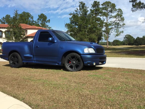 Sapphire Blue Candy Pearl Plasti Dip. 5 Coats of matte black base and 10 coats of Blue