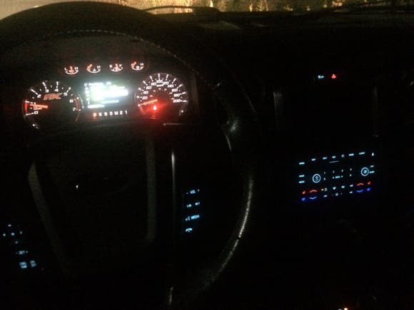 I tuned off my radio/heater/nav screen so I could take this wonderful pic showing my beautiful illuminated interior.