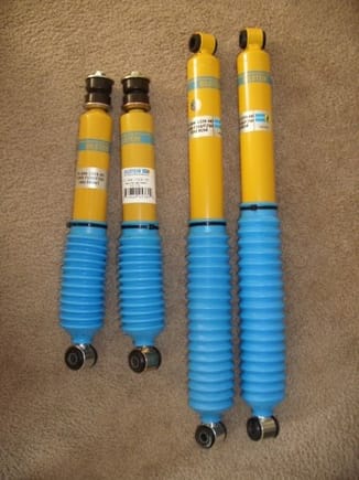 Just got these shocks from www.eshocks.com for 208$ and free shipping. Bilstein talks allot about their heavy duty performance shocks and they prove it by using them on Mercedes trucks, NASCAR, Ford lightings, etc. They come stamped &quot;Made in Germany.&quot; I had Edelbrock heavy duty shocks put on this truck and they only lasted a year and I never even took the truck off road! My advise, don't buy Edelbrock shocks. Hopefully these Bilstein's will last longer.