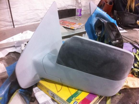 Sanded down smooth after the clear

ready for the rest of the mirror to get painted then matte clear.