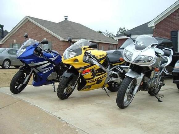 the old GS, GSX-R 750, and SV