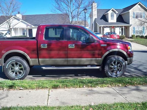 05 F 150. 2" AS leveling kit. K&amp;N CAI, Ultra Goliath wheels 20x9, BFG All terrains, 285-65-20. Superchips tuned (91 perf). Magnaflow exhaust and HID ligths. Kenwood DSX 7120 entertainment center.