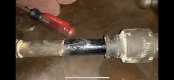 P/S shafter with plenty of missing corrosion protection as well as bubbling under the dampener. The dampener was approximately where the black paint is.