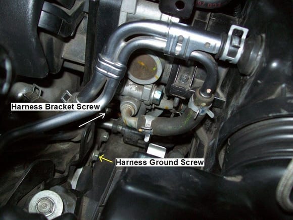 Air cleaner grommet (upper right) and fresh air hose (partially obscured by "harness bracket" text) may need replacement