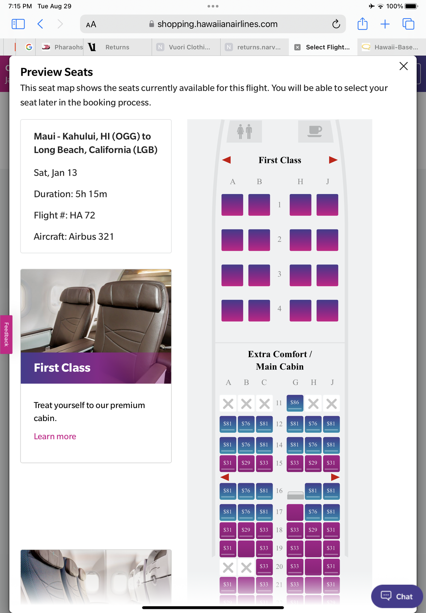 What is 16G on a Hawaiian Airlines A321neo Cabin Map? - FlyerTalk Forums
