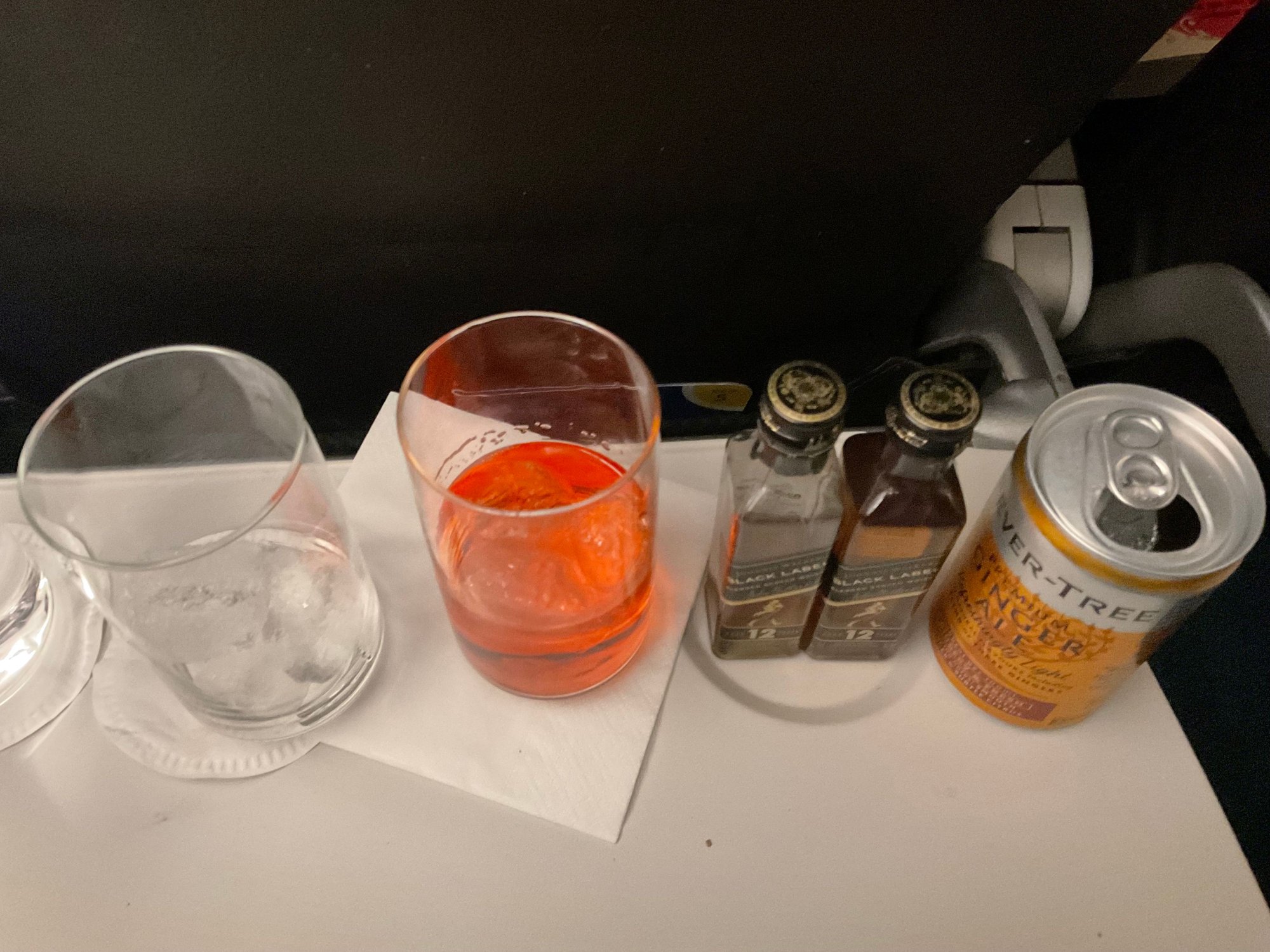 Twice they gave me blood orange soda instead of gin ale but to be fair it was ok but replacements were supplied anyway. I think 8 scotch and a wine is a decent recoup on CE uplift expenditure 