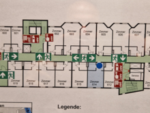 Floorplan of the sixt floor of the main building. It has an annex that goes op to four floors, but I think they don't offer that much of a view.
