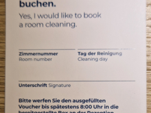 But you could drop a voucher (which was placed on the bed) into the box at reception before 8 a.m. if you wanted your room done free of charge.