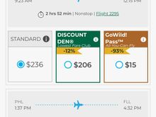 The GoWild fare shows up now for the flight you were looking for on 4/23/23  from PHL to FLL. 