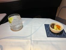 First service. The amuse-Bouche is a nice touch that I preferred over the old bowl of (primarily) almonds. This was dried apricot, fig, and date, aged cheddar, and Marcona almonds.