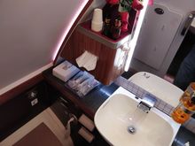 Lavatories onboard QR 380 Business class