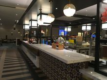 Empty counter (later they made pancakes behind there, but counter remained barren)