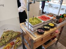 Avocado toast station with smoked salmon